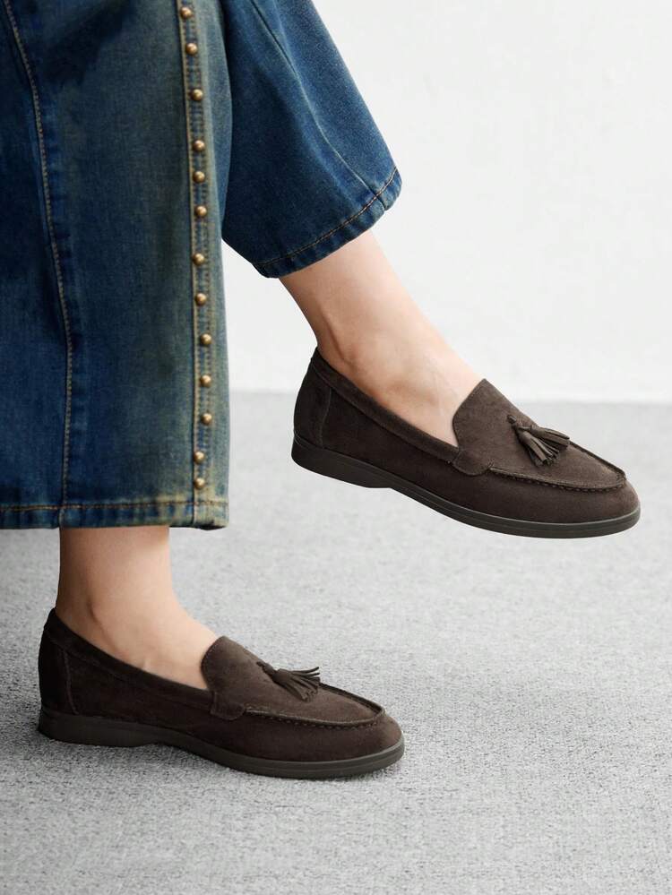 CUCCOO BIZCHIC Women's Fashionable Suede Tassel Comfortable Casual Loafers, Suitable For Commuting, Outdoor, Travel, Shopping, Work, Daily Wear For Christmas