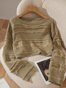 Franclia New Sexy Stylish Polka Dot Cropped Women Pullover Sweater, Autumn - Brown - View 6