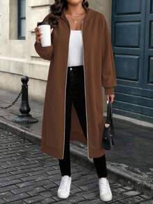 EMERY ROSE Veste à capuche décontractée de couleur unie, grande taille, convient pour l'automne/l'hiver