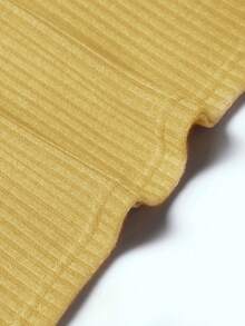 Manfinity Homme 男士休闲纯色立领短袖T恤，夏季 - 淡黃色 - 查看 3