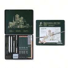 10/12/19/27 Sketch Pencil Set, Art Professional Charcoal Drawing Set, Sketching And Life Drawing Portable Tin Box Set, Pencil Without Charcoal, Pencil Without Wood Set