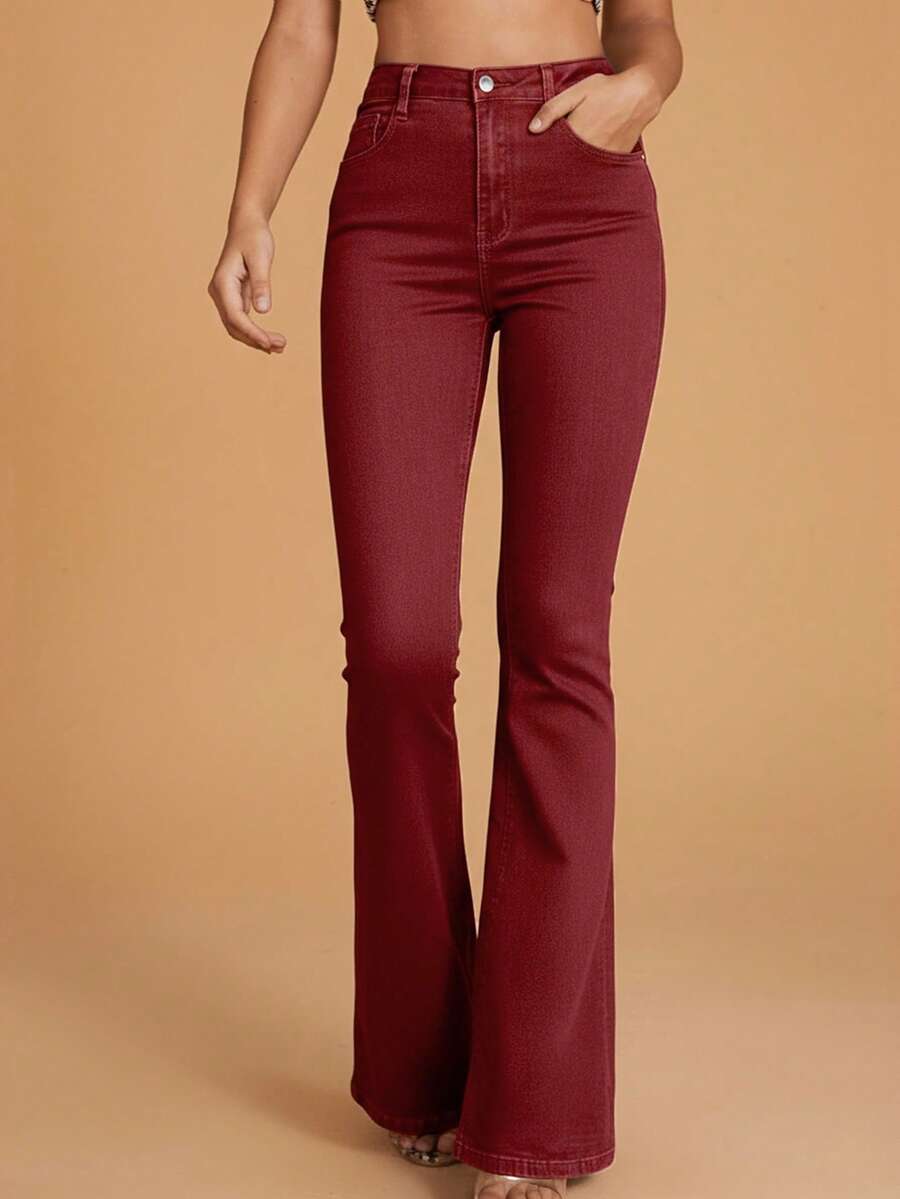 SHEIN Tall Women's Fashion High-Waisted Slim Fit Flare Leg Jeans