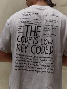 Musero Herren Oversized Kurzarm Schwer Gewaschen Grafik Slogan T-Shirt Herbst Winter