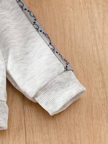 6-24 månader Baby & Småbarn Pojkar/Unisex Höst/Vinter Huva Långärmad Tröja med Dragkedja + Byxor 2-Delat Set, Björnbroderi & Tryckmönster, Avslappnad & Söt Outfit för Vardags- & Friluftsbruk - Ljusgrå - Visa 4