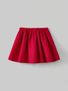 Maija Kids Tween Girl Contrast Color Peter Pan Collar Jacket & Skirt Casual Outfit - Red - View 7