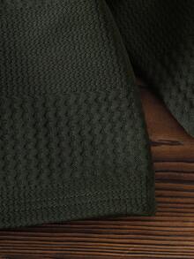 SHEIN Baby Boy Casual Solid Long Sleeve Button Collar Polo Shirt, Spring/Autumn Casual Boy 12 Months - Dark Green - View 6