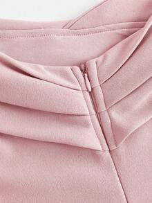 SHEIN Girlism Teen Girl Solid Color Off-Shoulder Ruched Criss-Cross Hem Slit Fishtail Dress, Suitable For Various Occasions, Back To School/Campus Style, Parties Evening Wear Dress Long Dress For Wedding Guest Bridesmaid Dress Dress Elegant - Pink - View 7