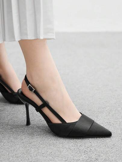 CUCCOO BIZCHIC 女士尖头细高跟鞋优雅简约纯色高端一脚蹬高跟鞋