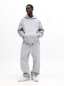 SUMWON 男士灰色连帽衫和运动裤套装休闲抽绳家居服冬季舒适运动服 - 灰色 - 查看 1