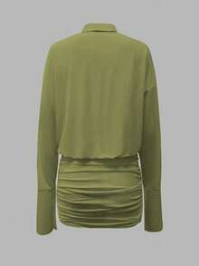 Cévolie 2025 Women's Solid Color Mini Dress, Fashionable For Commuting - Green - View 2