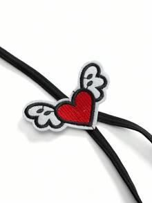 4 pezzi Body in tulle nero con ricamo a cuore di Cupido, lingerie sexy per San Valentino, Ognissanti, intimo per taglie forti e giochi di ruolo