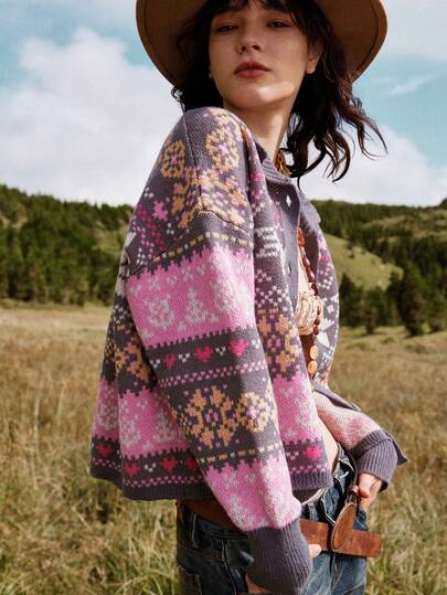 Bohemela 女士休闲开衫毛衣，适合冬季、万圣节、圣诞节和费尔岛风格