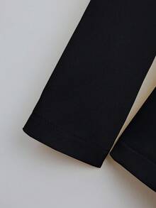 GlowEve 女士金色纽扣装饰西装外套 + 百褶裙优雅休闲通勤百搭简约时尚黄色两件套 - 黑色 - 查看 5