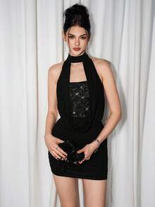 Sweetina Rochie mini pentru femei, model floral, cu imprimeu floral, stil retro, cu mânecă lungă, stil Vintage, cu mânecă lungă