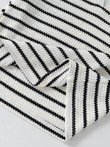 SHEIN 2件套青少年女孩马球领条纹马匹印花长袖上衣和裤子套装 - 白色 - 查看 5