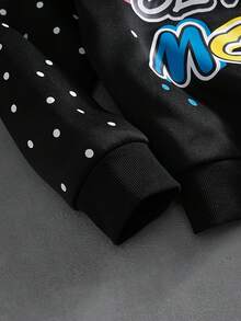 Manfinity Roghcode Men's Casual Black Sweatshirt Tracksuit For Autumn Streetwear,Graduation,Back-To-School,Letter Graphic Print Baggy Grunge Sportswear Fall/Winter Wear - Multicolor - View 6