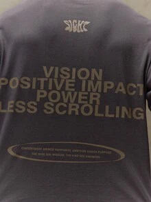 Musero 宽松长袖圆领印花T恤 春夏衣橱 - 深灰色 - 查看 6