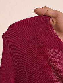 Zivah 2025 秋冬新品 音乐节, 复活节, 圣帕特里克节, 西部风, 游牧风, 生日派对, 毕业典礼, 日常休闲, 百搭百搭, 休闲, 邮轮旅行, 海滩, 日光浴, 病毒式传播, 街头潮流, 婚礼嘉宾, 优雅, 通勤, 早午餐, 机场, V领长袖A字针织长裙, 酒红色 - 酒紅色 - 查看 7