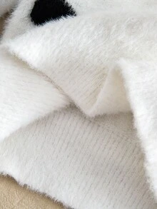 SHEIN Áo len chui đầu dệt kim cổ phễu cổ tròn tay dài họa tiết nơ cho bé gái tuổi mới lớn - trắng - Xem 5