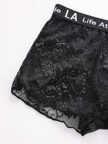 DrisQ 1 pieza Calzoncillos de encaje sexy para hombres con cintura con estampado de letras - Negro - Ver 4