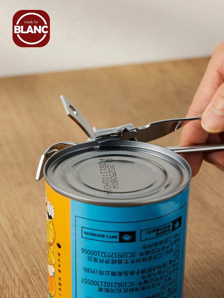 1pc Stainless Steel Can Opener, Silver Labor Saving Can Opener For Household