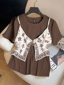 GlowEve CURVE Plus Size Women Summer Floral Print Short Sleeve T-Shirt