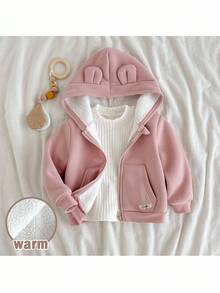 Loomiva 女婴保暖连帽长袖夹克秋冬装 - 粉色 - 查看 1