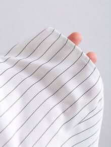 Sweetra 时尚撞色纹理纽扣修身腰部修身条纹领长袖女式衬衫