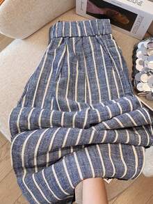 GlowEve Women's Striped Elastic Waist Wide Leg Loose Casual Pants Fall Cloth For Women - Dusty Blue - View 4