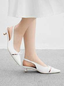 BizChic 尖头低跟时尚女式高跟鞋 - 白色 - 查看 2