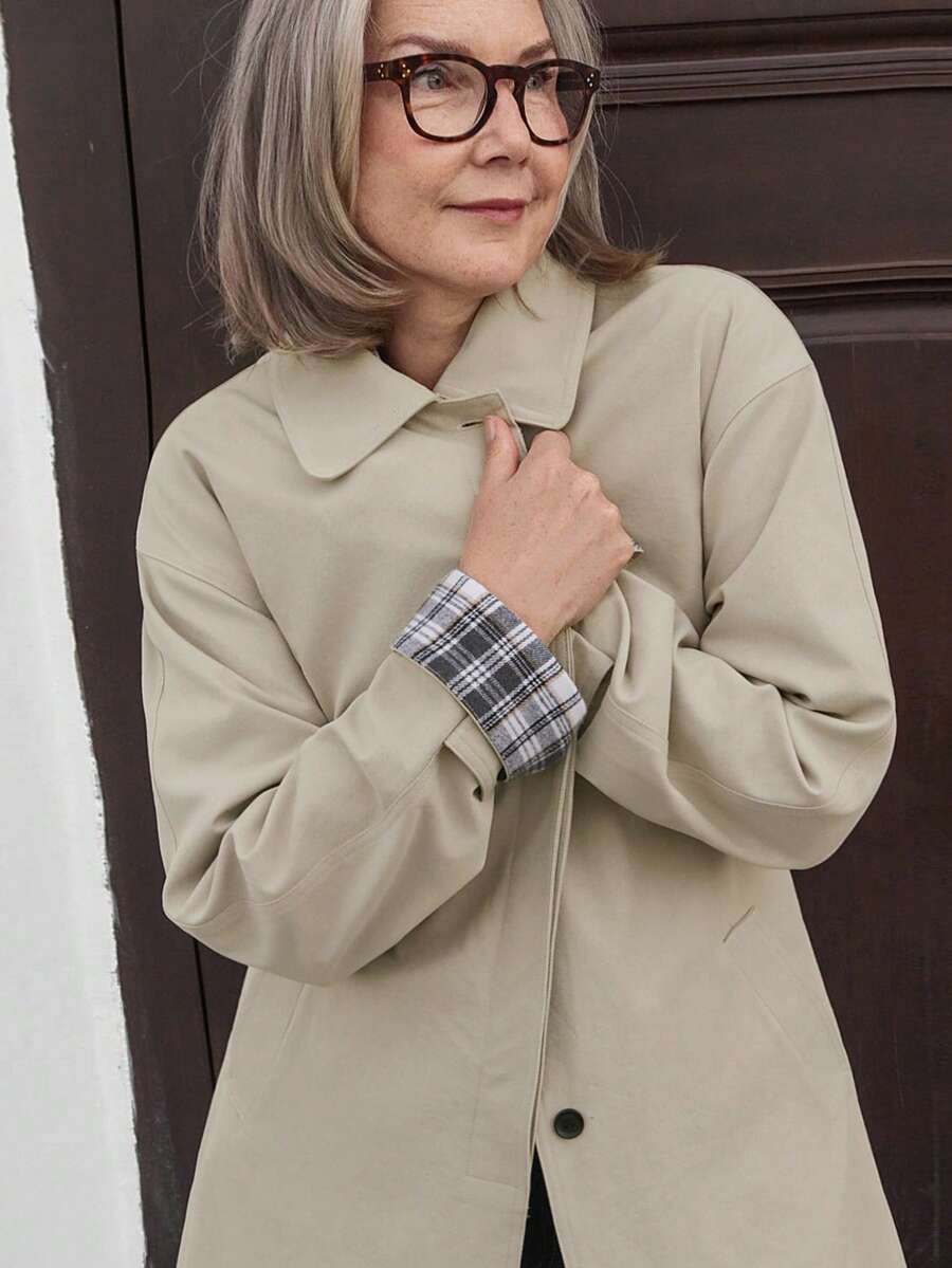 Vivie Lora Women's Sleeve Patchwork Windbreaker Jacket Women Coats - Khaki - View 1