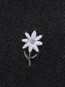 女童休闲水洗牛仔裤，刺绣设计，直筒裤 - 灰色 - 查看 8