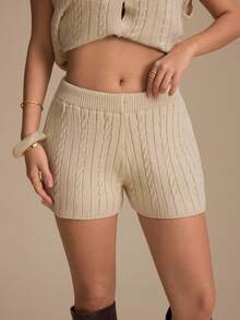 Chiquease Unity Women's European And American Style New Sexy Pure Color Twist Twist Tray Straight Leg Outer Wear Neck Neck Shorts, Bloomingdale' ... - 杏色 - 查看 1