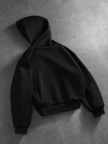 Manfinity Roghcode Áo khoác nam dài tay thường ngày có mũ trùm đầu màu trơn, áo gió/áo gió ngoài trời, áo khoác parka, áo khoác mùa đông, áo gió/áo gió ngoài trời, áo khoác parka, quần rộng thùng thình, áo khoác mùa đông, phong cách đường phố, phong cách grunge, mùa thu - màu đen - Xem 3