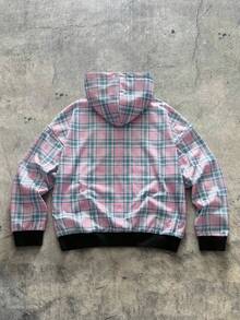 AXEPEAK Men's Plaid Hoodie And Sweatpants Clothes Set, For Fall Winter - Pink - View 5