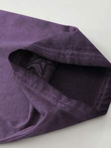 ROMWE MEN Grunge Punk Camiseta suelta de cuello redondo con bordado de estrella para hombres - Morado - Ver 4
