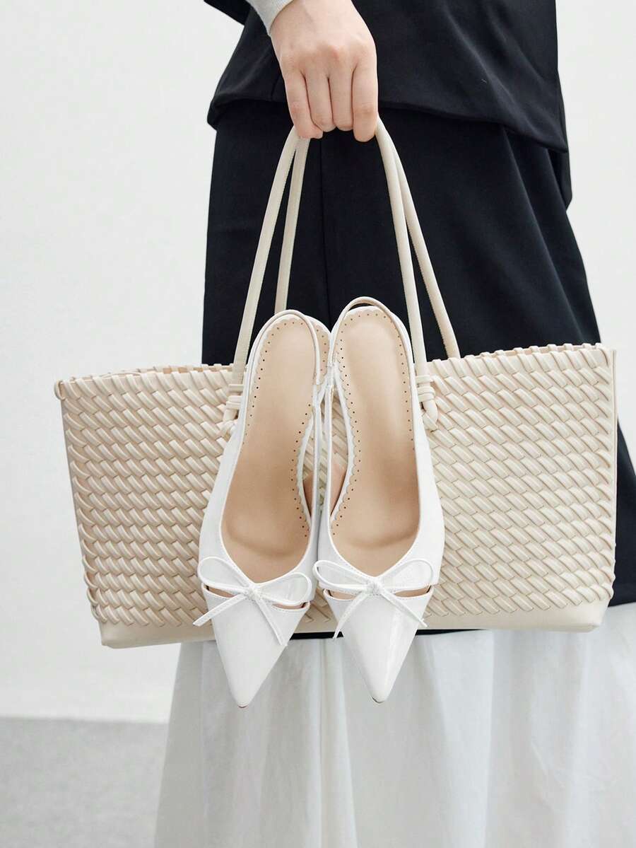 BizChic 尖头低跟时尚女式高跟鞋 - 白色 - 查看 1