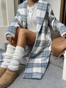 Sunnyshic 蓝白格子休闲外套，带衬里，秋冬款 - 藍白色 - 查看 4