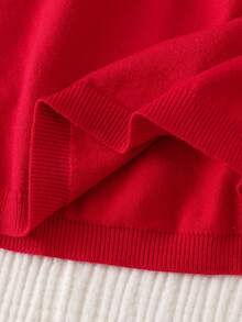 SHEIN Young Girl' Ruffled Beaded Collar Knit A-Line Long Sleeve Dress, Soft & Comfortable For Daily, Outdoor, Travel, Vacation, Home, Daycare Wear Winter Christmas Halloween Toddler Cardigan Sweater Autumn Fall Jumpers Sweaters Tops Dress Dresses Christmas Jumper Cozy Pixies Prepcrw Christmas Outfit Halloween New Born Toddler Fall Winter Dress Halloween Romper Stuff Halloween Jumper Jumper Cardigans Shirts White Cardigan Clean Downtown Off The Shoulder Sweater Outfit Sets Pink Sweater Jacket Cute Fall Outfits Outfits Top Maija Christmas Dress Toddler Fall Dark Purple Skirt Christmas Sweater Fall Sweaters Unisex White Sweater Vest Skirt Sets - Red - View 14