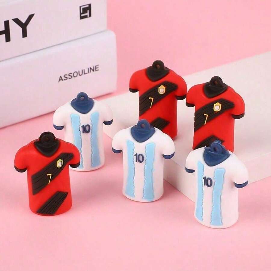 2/4pcs Pencil Sharpener Cartoon Silicone Design Cute Pencil Sharpener PVC Cartoon Football Jersey Pencil Sharpener Small Gift Back To School - Multicolor - View 1