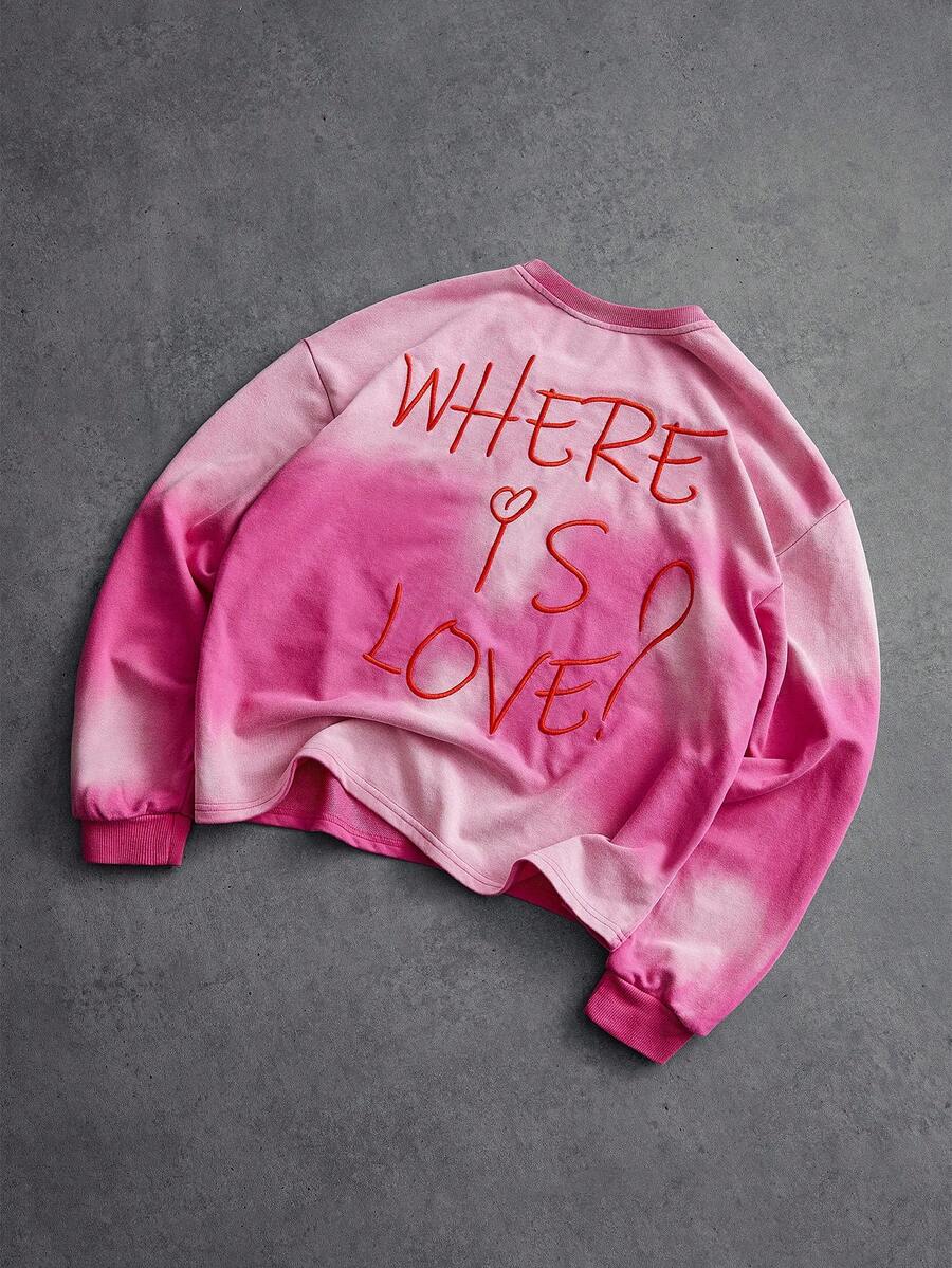 PAVTROS Áo nỉ chui đầu dáng rộng thời trang phong cách đường phố phổ biến màu hồng phai khói INS phù hợp với "WHERE IS LOVE?" dành cho nam, trang phục thường ngày đường phố, áo nỉ chui đầu dáng rộng thời trang, trang phục mùa đông nam, quà tặng hoàn hảo cho bạn trai, cực kỳ thời trang cho trang phục đường phố, trường học & Halloween, áo dài tay - Màu Hồng Tươi - Xem 1
