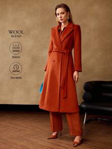 MOTF PREMIUM WOOL PEAK COLLAR DOUBLE BREASTED OVERCOAT, FALL WINTER