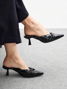 CUCCOO BIZCHIC Classic Apricot Color Backless High Heel Pumps For Women - Black - View 4