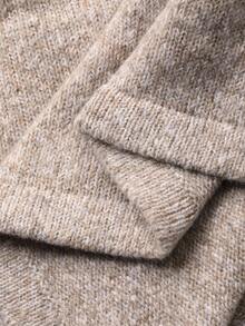 FRIFUL Women's Casual Loose Fit High Neck Button Decor Drop Shoulder Lantern Sleeve Straight Knit Sweater Dress, Versatile For Autumn Prom Dress - Khaki - View 7