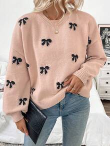 EMERY ROSE 2025 Autumn/Winter New European & American Blogger Same Style Fashionable Design Youthful Bow Casual Pullover Sweater - Multicolor - View 4