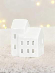 Cirelle 1 件白色陶瓷圣诞村房屋、圣诞村小雕像套装、圣诞屋、白色瓷器村庄城镇房屋、圣诞小镇场景桌面摆件 - 白色 - 查看 3