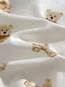 Loomiva Newborn Baby Girl Cartoon Bear Pattern Knitted Soft Crew Neck Raglan Long Sleeve Top And Elastic Waist Long Pants 2-Piece Set Baby Teddy Bear Outfit Neutral Baby Clothes Unisex - Multicolor - View 3