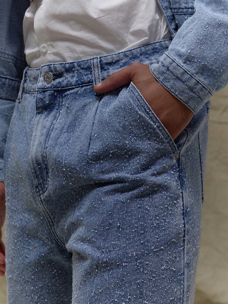 Musero 直筒破洞牛仔裤 秋冬春夏款 - 淺色水洗藍 - 查看 6
