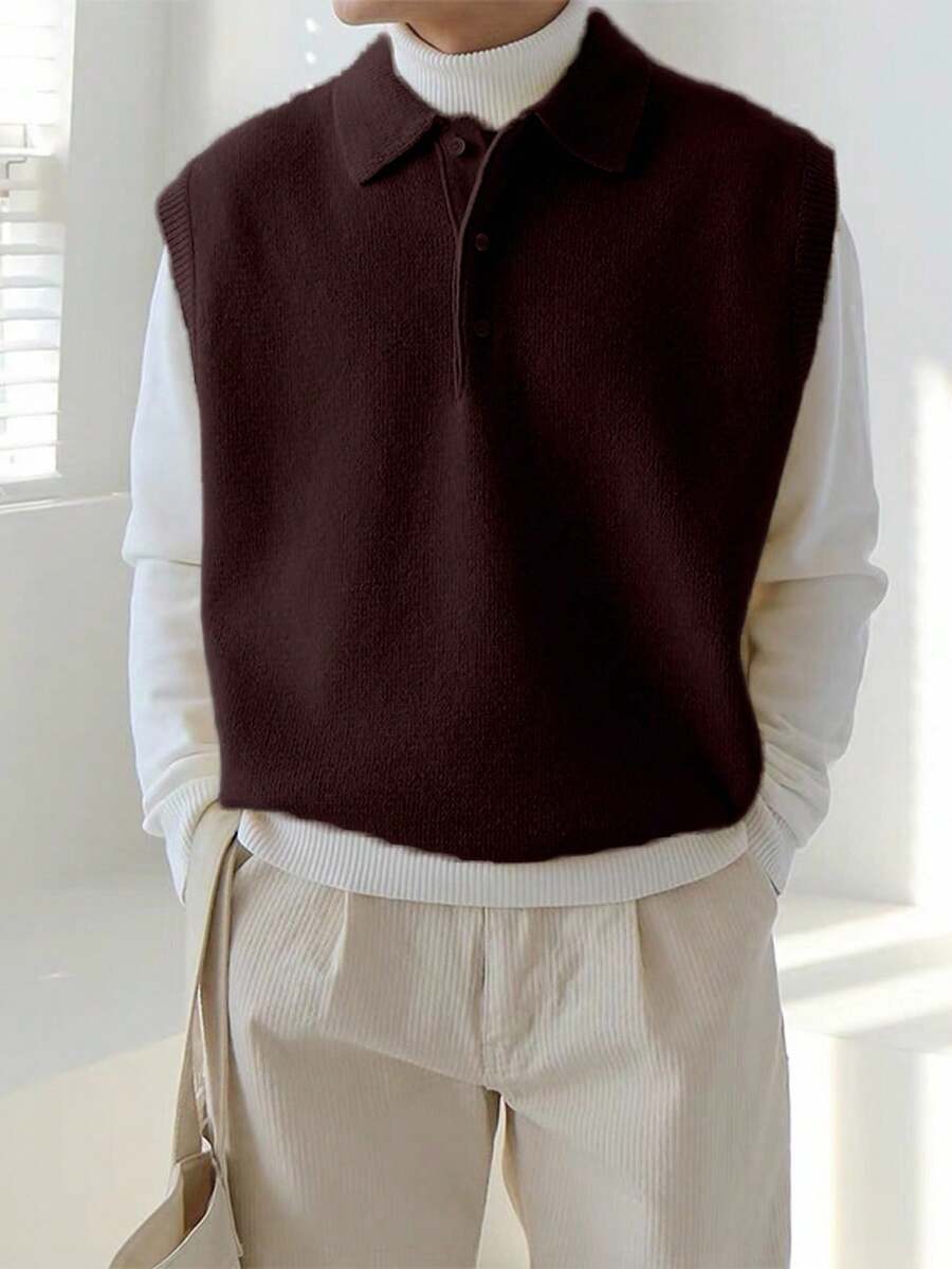 Claim Dot Áo len cổ polo dệt kim màu nâu cà phê cho nam, mùa đông - Cà phê nâu - Xem 1