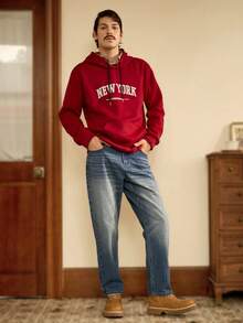 RivetRise Quần Jeans Nam Ống Thẳng Phong Cách Cổ Điển, Dáng Rộng, Thường Ngày, Có Túi - Rửa trung bình - Xem 2